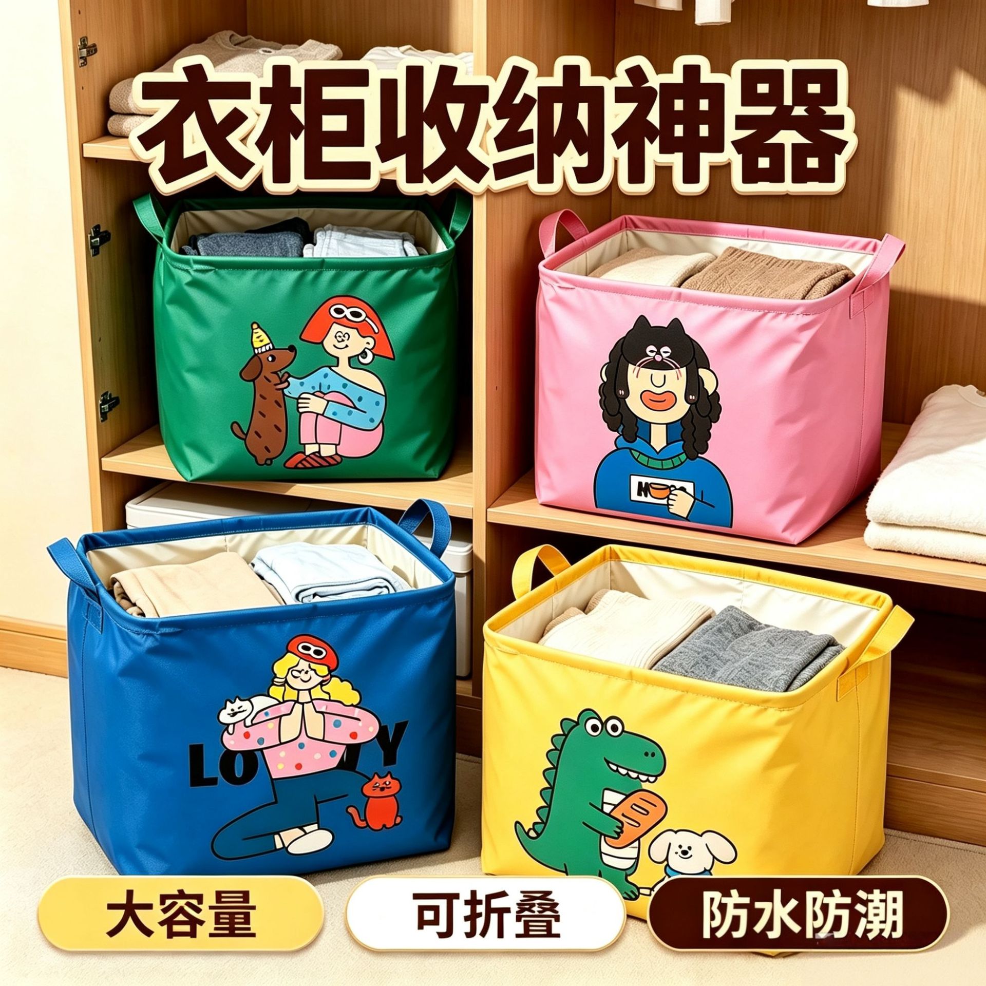 Children's toy storage basket, large-capacity fabric storage box for clothes, foldable storage box for dormitories, and storage basket for miscellaneous items