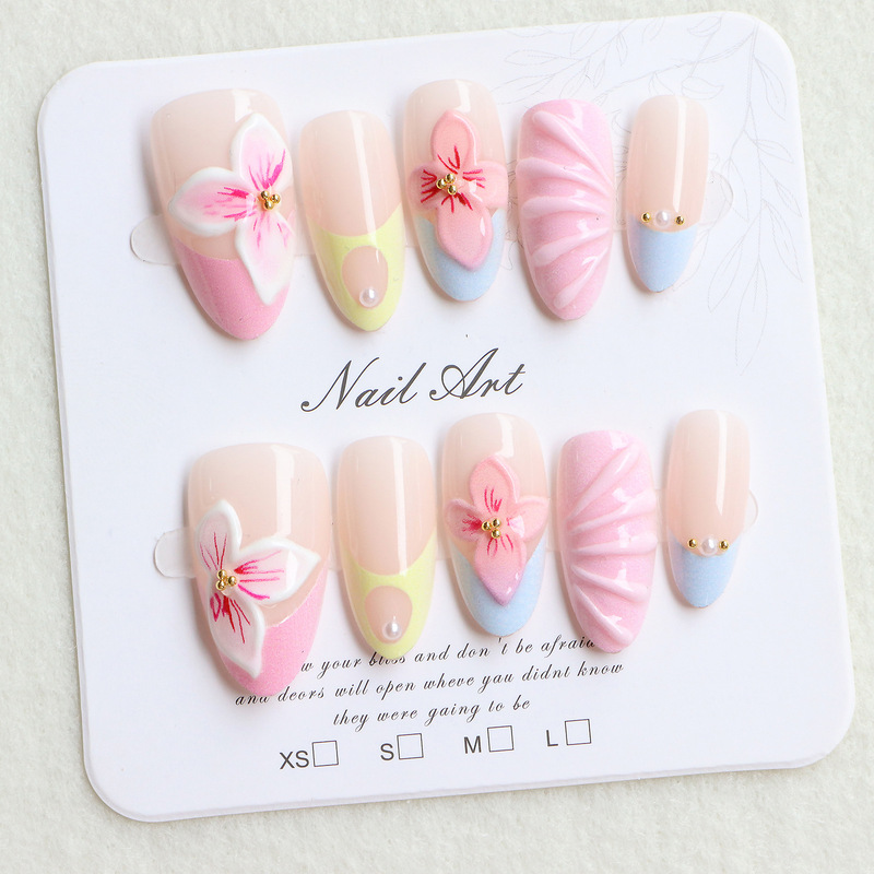 Cross-Border 3D Almond-Shaped Handmade Nails, Cream Nail Art, Three-Dimensional Carved Nail Pieces, Artificial Rhinestone Fake Nails Cross-Border 3D Almond-Shaped Handmade Nails, Cream Nail Art, Three-Dimensional Carved Nail Pieces, Artificial Rhinestone Fake Nails