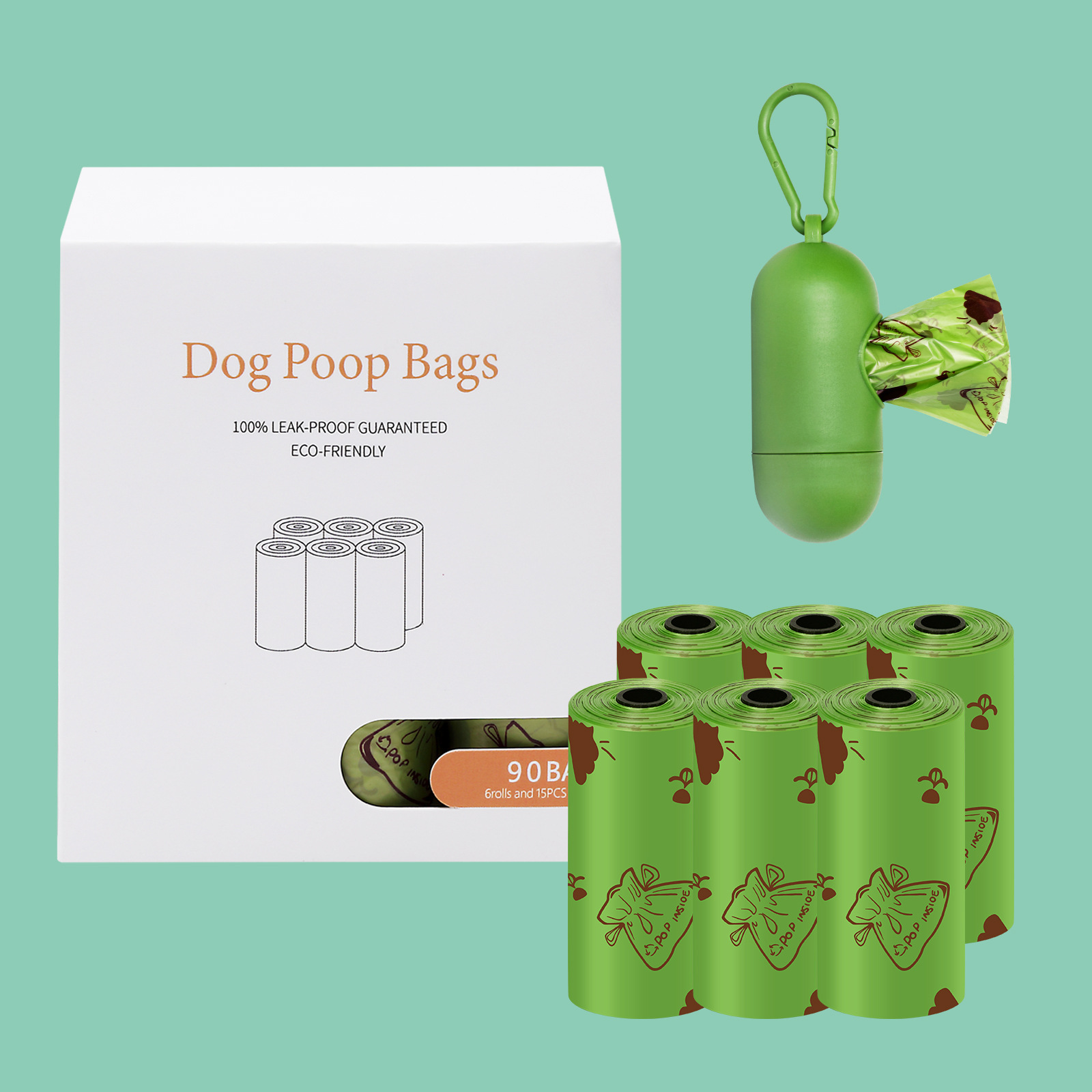 En stock venta al por mayor 1,2 seda protección del medio ambiente mierda picking bolsa EPI degradable perro taburete recogiendo bolsa distribuidor mascota bolsa de basura