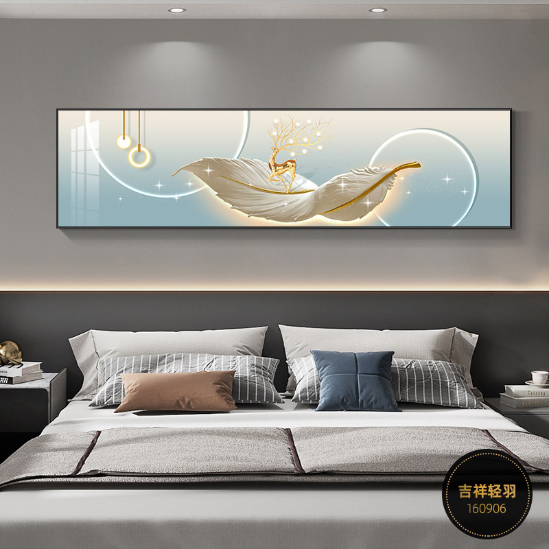 Decoración del dormitorio cuelga la cabeza de la cama pintura cálida Fu Lu sala de estar dormitorio principal pintura de pared de fondo mural de habitación moderna simple image 13