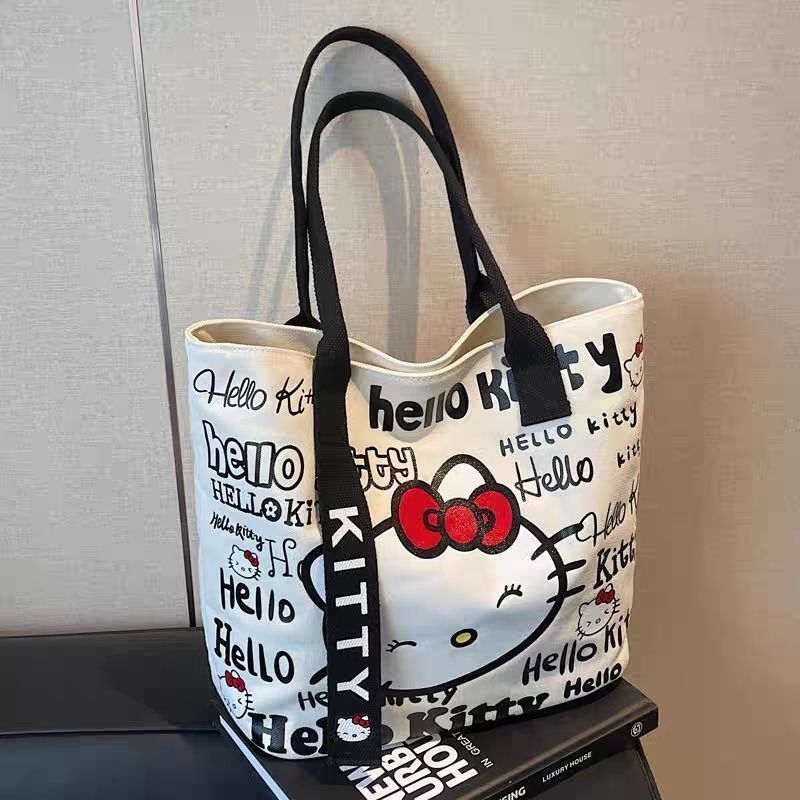 可爱kitty手提袋大容量托特时尚卡通包女可爱百搭帆布包单肩通勤|undefined