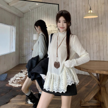 设计感蕾丝花边长袖T恤女装2025秋季新款小众减龄百搭打底衫上衣