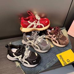 欧货舒适网面系带厚底老爹鞋女2025秋季新款百搭休闲运动阿甘板鞋