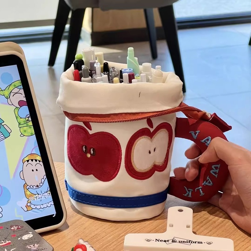 ins可爱苹果笔袋创意杯子笔袋高颜值学生大容量铅笔筒文具收纳袋|undefined