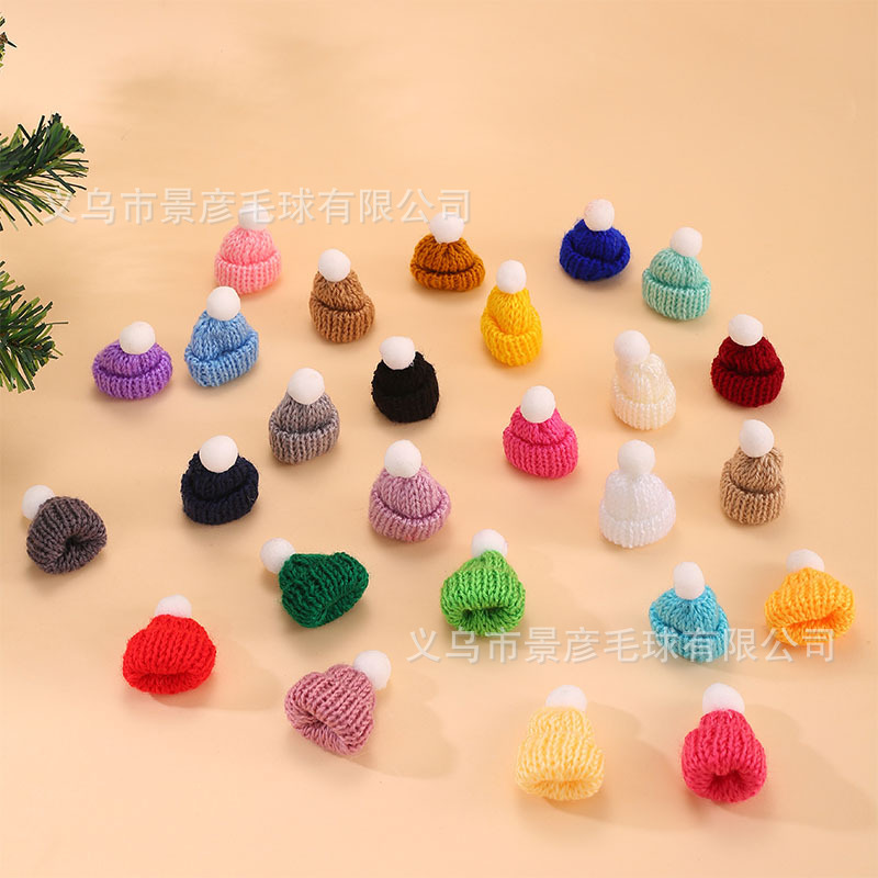 Amazon Christmas Cute Mini Woolen Hat Fur Ball Handmade DIY Jewelry Accessories Knitted Hat