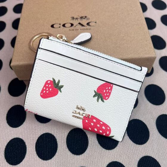 C Classic Old Flower Card Bag Women's Coin Purse Multi Card Keychain Small Fresh Zipper Bag Fashion All-match Bag