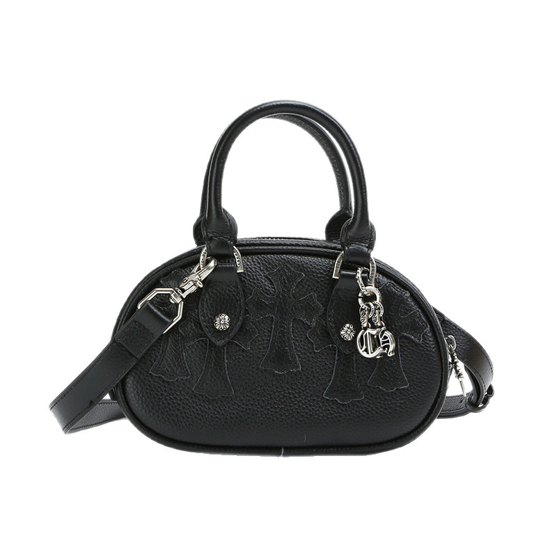 Genuine Leather Chrome Hearts Style Women's Handbag New Commuter Versatile Bowling Bag Crossbody Shoulder Bag Niche Design - Thumbnail 5