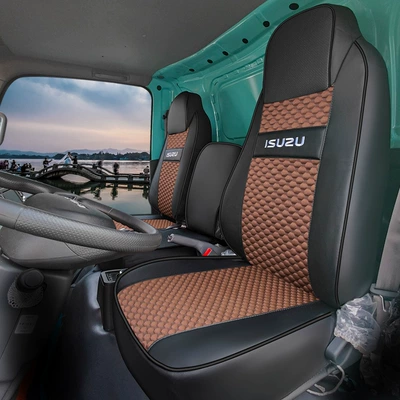 Kv600M100 Dedicated Full-Cover Seat, Modelə uyğun (Original) oturacaq örtükləri - leather-ice-bean-black-coffee-color-front-row-remark-model