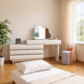 意式极简轻奢石材伸缩奶油风网红婚房小桌子梳妆台网红款化妆台