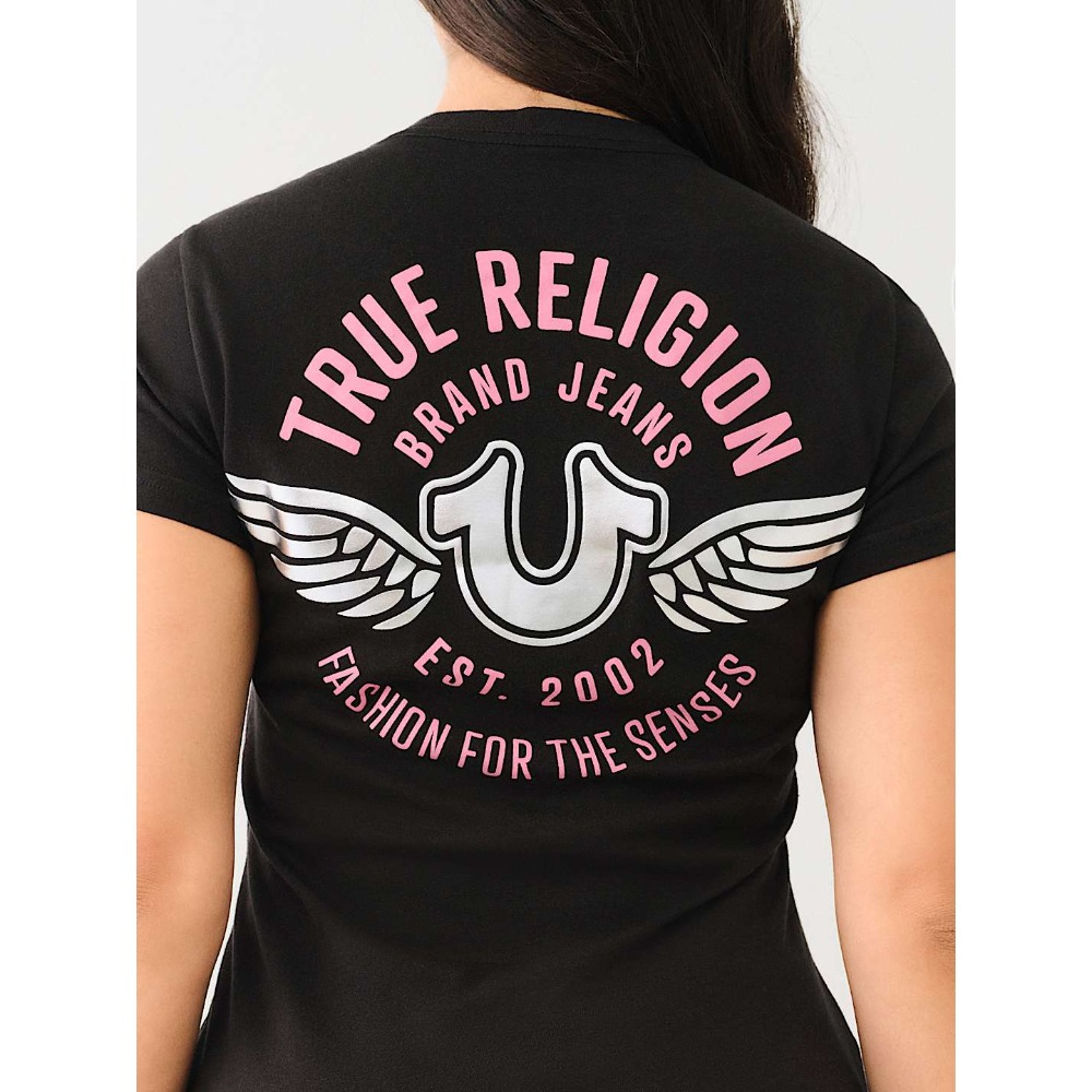 Camiseta feminina de manga curta de algodão True Religion