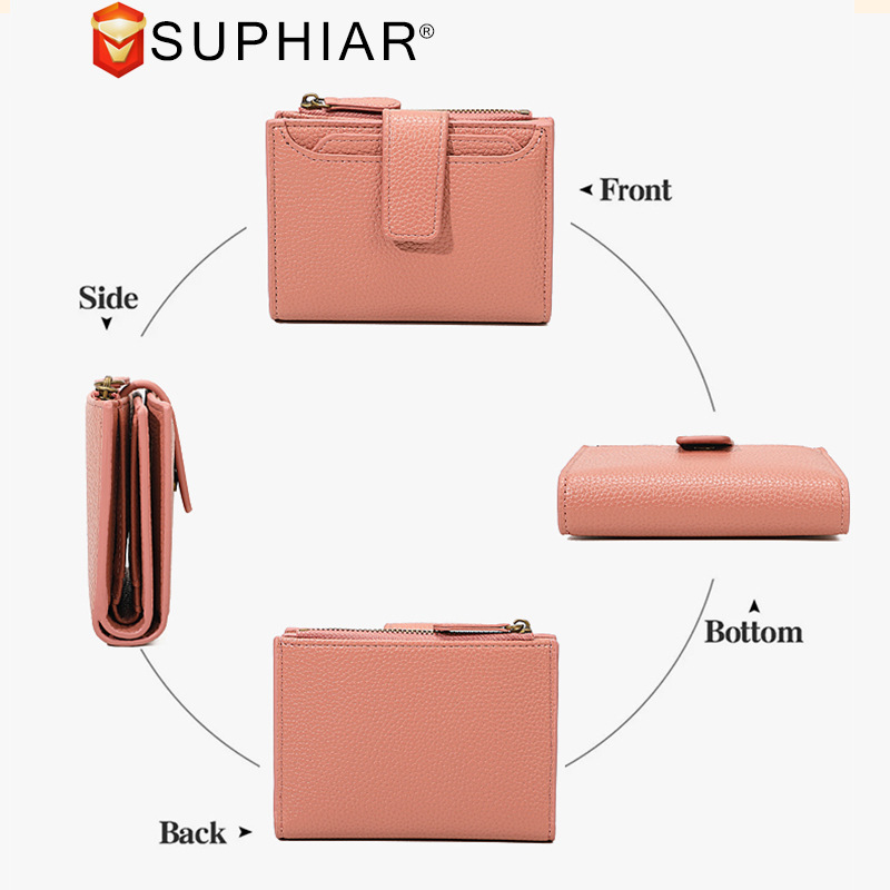 Cartera de mujer de cuero PU-transfronterizo de Amazon Monedero multifuncional coreano simple con billetera de hojas sueltas Cartera femenina