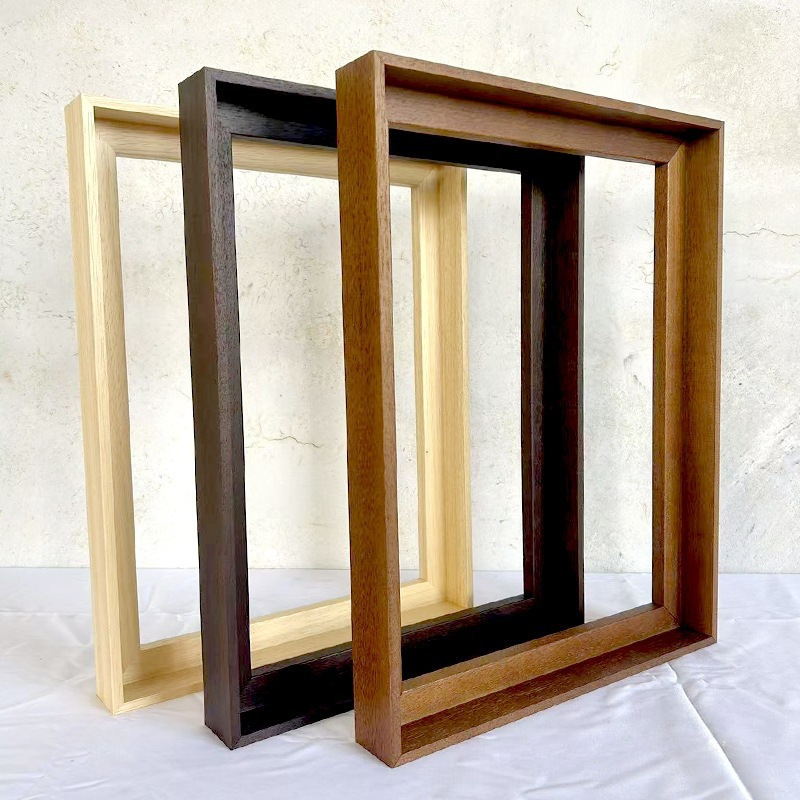Pure Solid Wood L-Shaped Frame Oil Painting Outer Frame with Seam for Framed Oil Paintings, Wall-Mounted Oil Painting Frames with Multiple Slots, Depth 2 to 5cm