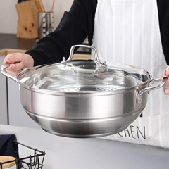 PK7J蒸魚湯鍋單層蒸鍋家用不鏽鋼蒸煮一體鍋海鮮蒸汽火鍋電磁爐煤