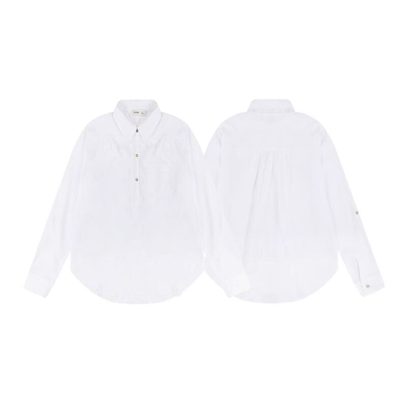 Korean niche fashion brand Hollister Little Seagull American retro classic three-button embroidered long-sleeve shirt for women Korean niche fashion brand Hollister Little Seagull American retro classic three-button embroidered long-sleeve shirt for women
