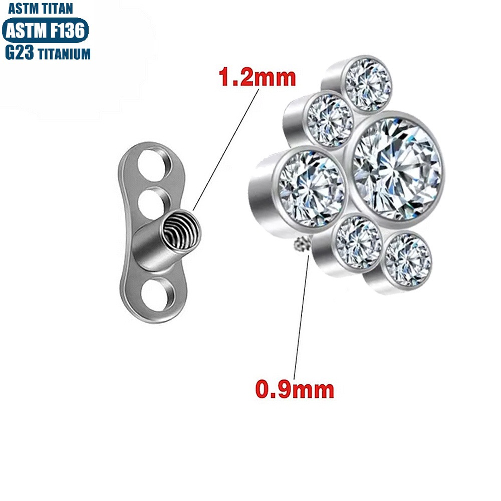 Silver pointed spike labret stud material detail