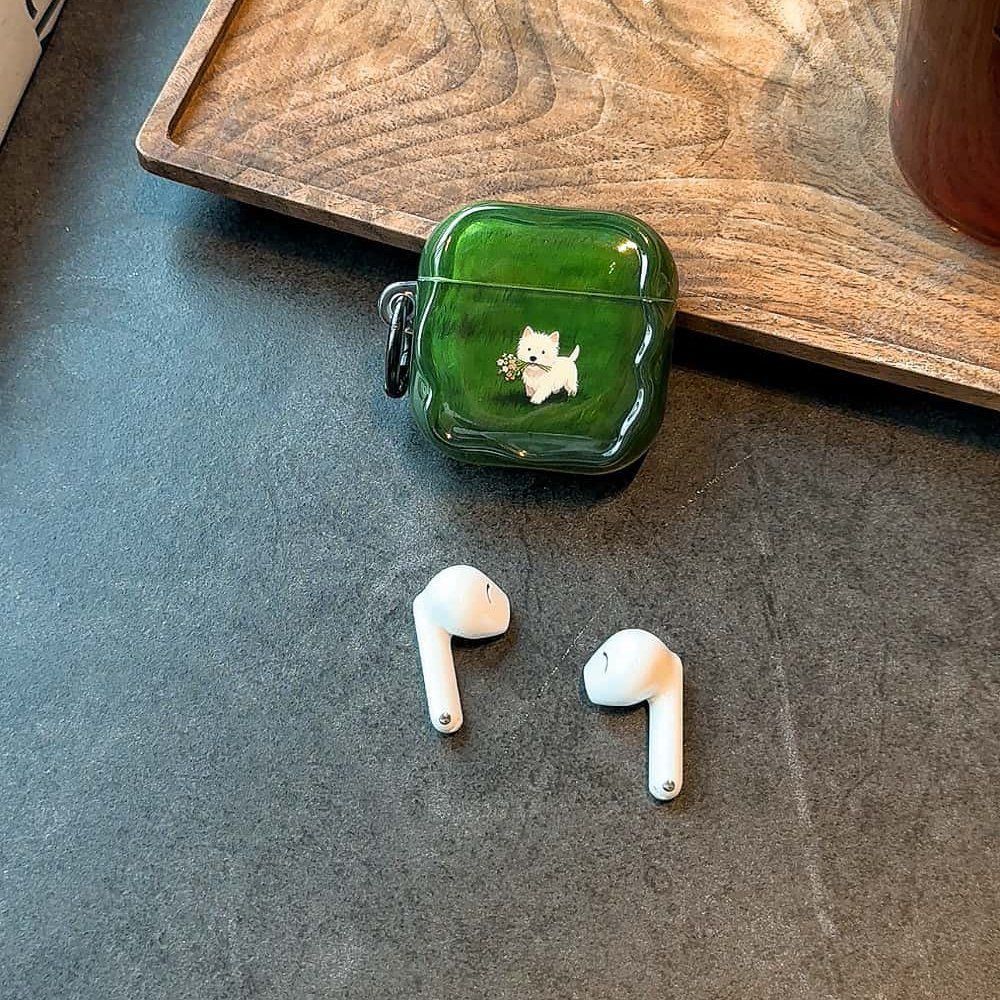 Flores de césped cachorro airpodspro1 / 2 / 3 / 4 generación Apple Bluetooth auriculares cubierta de protección Huaqiang Bei 5 generación