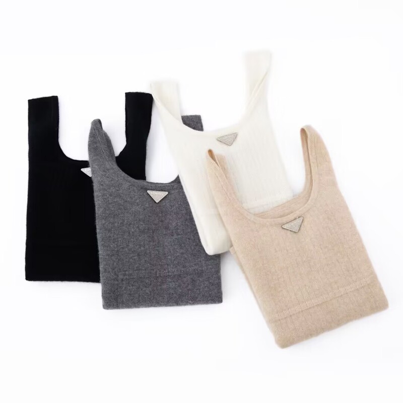 12-Pin 3.5 Lami Pure Cashmere Camisole Women's Inner Round Neck Sleeveless Knitted Slim Top Ls822