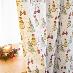 Cross-border Christmas snowman print curtains, American style, fresh and light holiday living room and bedroom, new year blackout curtains, finished product