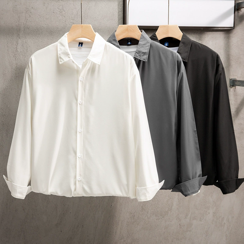 Легкая белая рубашка в зрелом стиле, мужская рубашка с длинными рукавами, весенне-осенняя новая модная тенденция, красивая мужская свободная повседневная рубашка