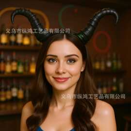 纵鸿跨境热卖万圣节恐怖恶魔牛角羊角发箍，派对角色扮演头饰搞怪