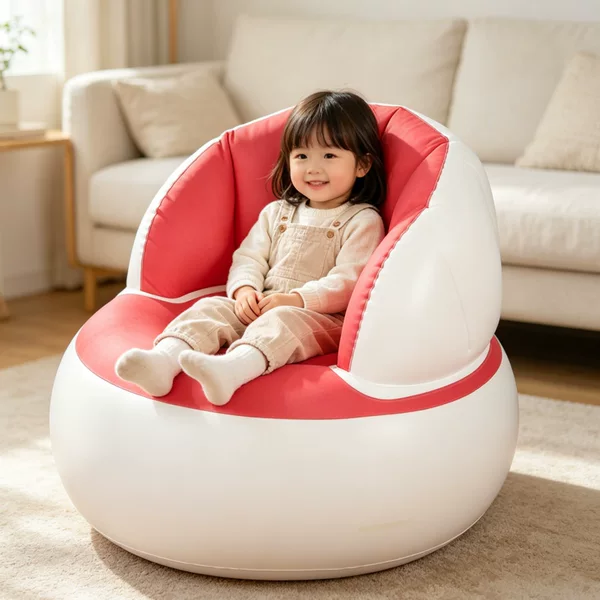 Cross-Border Inflatable Sofa Pvc Flocking Lazy Sofa Foldable Storage Outdoor Children's Inflatable Pump Backrest Recliner