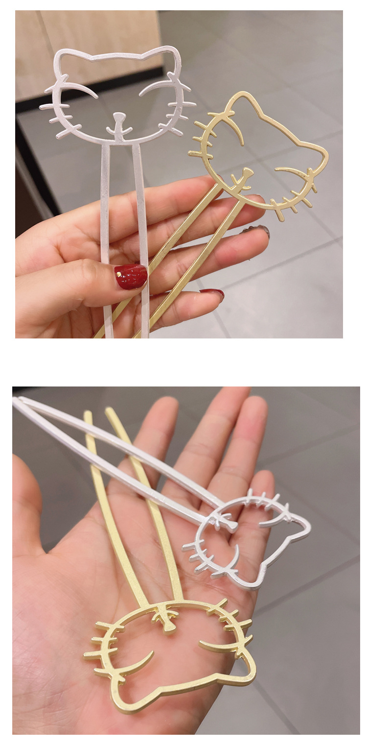 Simple Cat Metal Plate Hairpin Wholesale display picture 4