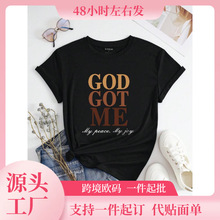 ���羳�W�a��SHEIN Slogan Graphic Drop Shoulder Tee GOD GOT M