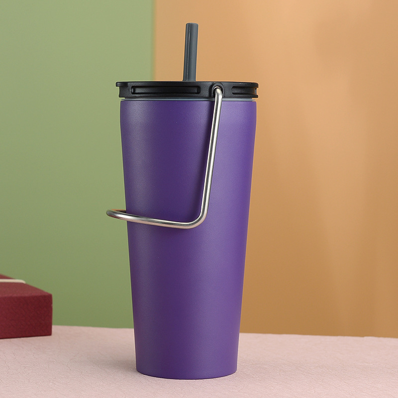 Transfronterizo exclusivo Americano portátil Taza de paja portátil de acero inoxidable del coche de Vacío Termo taza de café taza