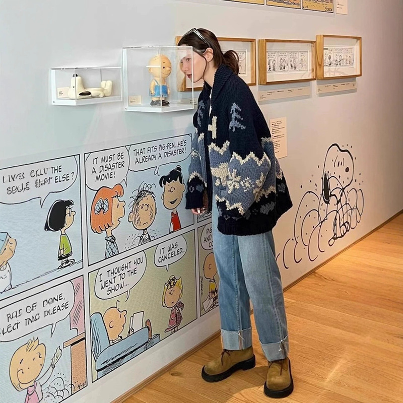 Korean Designer Heavy-Duty Polar Bear Jacquard Sweater Cardigan Korean Style Women's Zip-Up Turn-Down Collar Knit Jacket Korean Designer Heavy-Duty Polar Bear Jacquard Sweater Cardigan Korean Style Women's Zip-Up Turn-Down Collar Knit Jacket