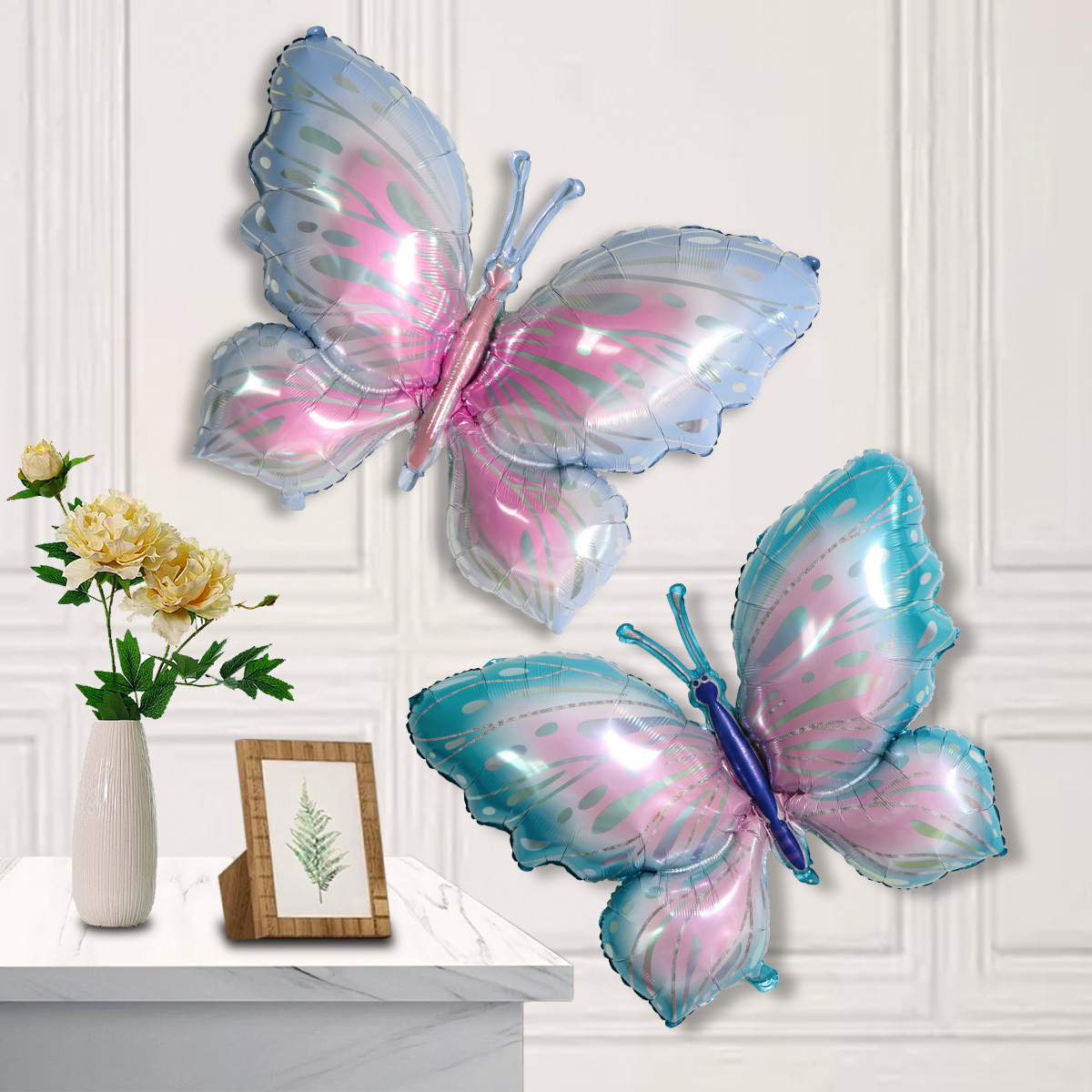 Globos de alas de mariposa de colores de 16 piezas – decoración para fiestas, película de aluminio