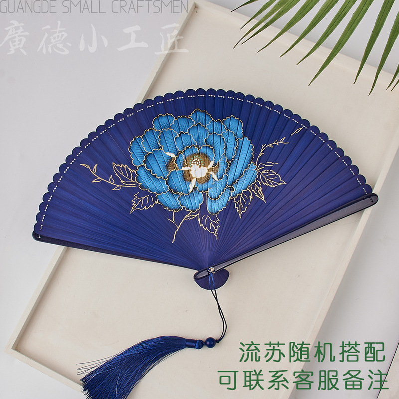 全竹折扇新中国風ミニ扇子古風チャイナドレス小折扇レトロ持ち歩き折り畳み扇女|undefined