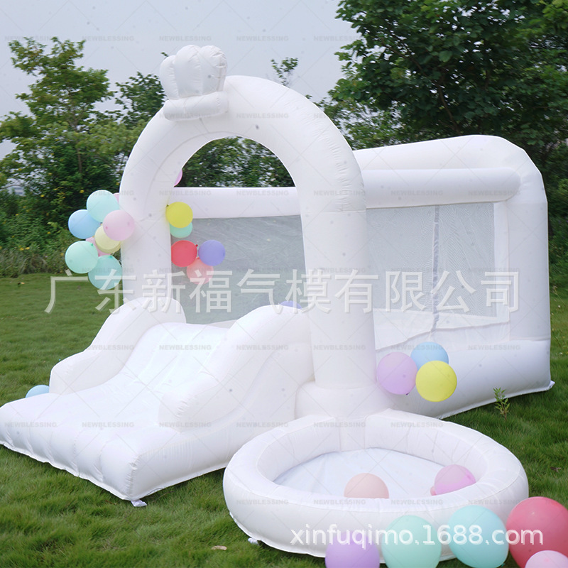 欧美风充气白色婚礼跳床家用儿童生日派对白色蹦床充气城堡