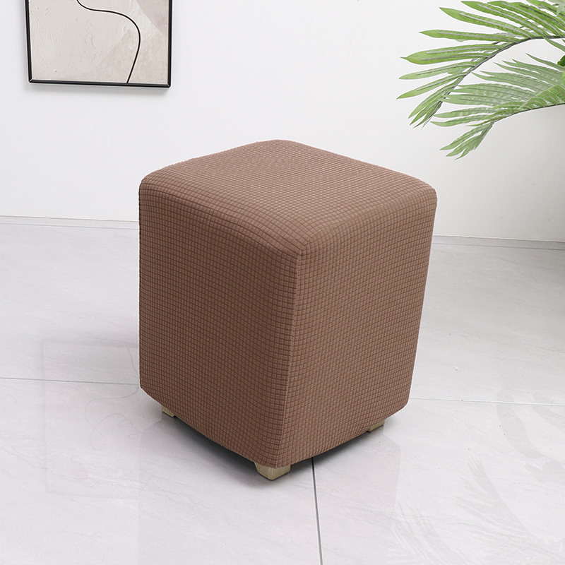 Grenzüberschreitender elastischer wasserdichter Waffelmais-Quadrat-Hocker-Bezug Staubschutz Haus Sofa All-Inclusive niedriger Hocker-Überzug
