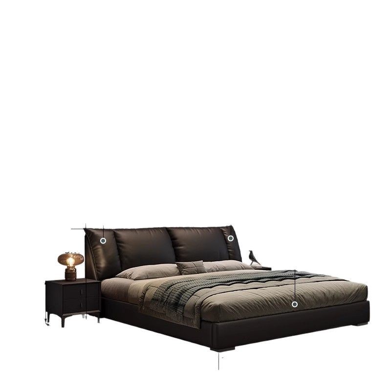 Nueva cama de cuero de estilo antiguo, atmósfera de alta gama, cama de boda de lujo ligera de 1 metro 8, cama de almacenamiento de bolsa blanda para dormitorio principal italiano