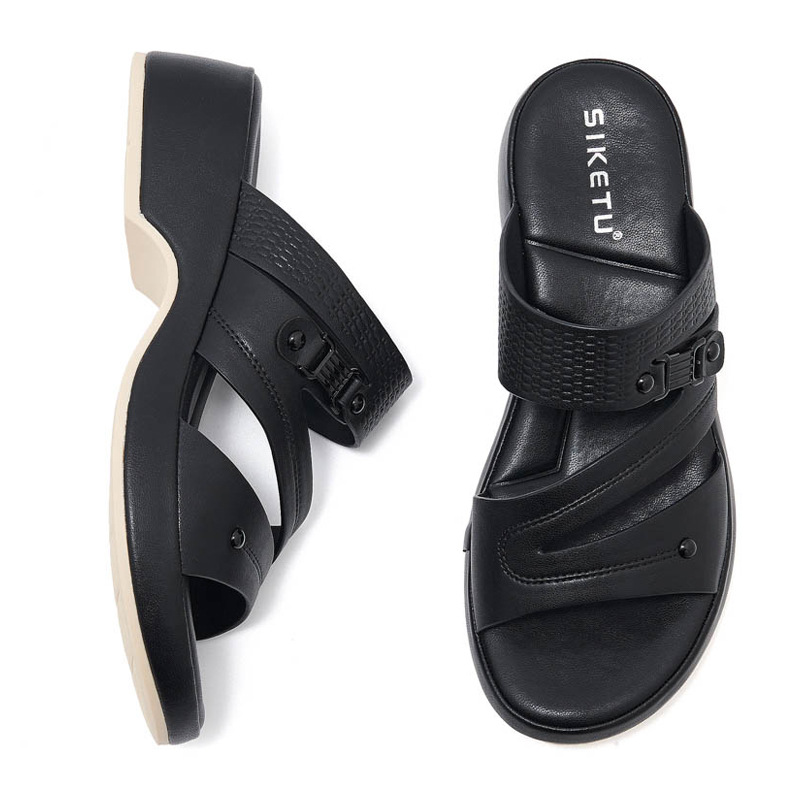 Dép sandal nữ quai chữ V đế xuồng đi biển chống trượt cỡ lớn V222-2 — Màu đen, Màu xanh lá, Màu mơ chi tiết 27