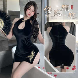 林林婷新款情趣内衣女式性感旗袍开叉睡衣套装一件代发批发8234