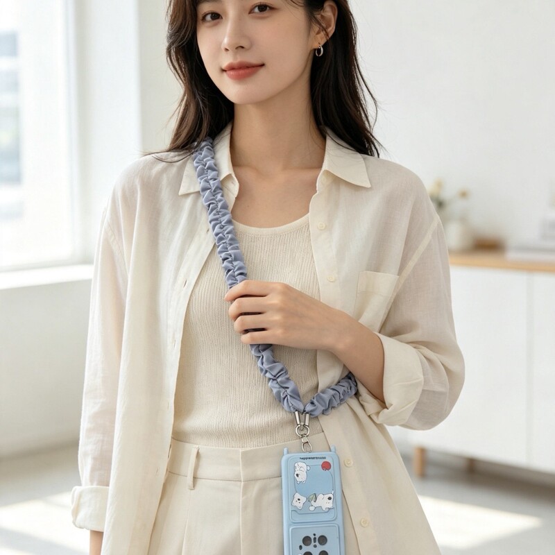 Best-selling short cross-body phone strap, wrist strap to prevent loss, pleated elastic scrunchie phone chain