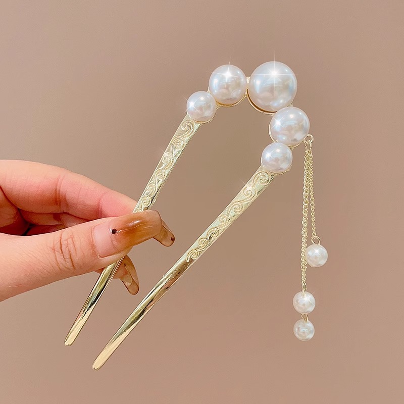 Horquilla de ébano de estilo antiguo para mujer, sentido de alta gama, nuevo estilo chino, cabello con flecos, horquilla, falda de cara de caballo, cabello, horquilla, tocado