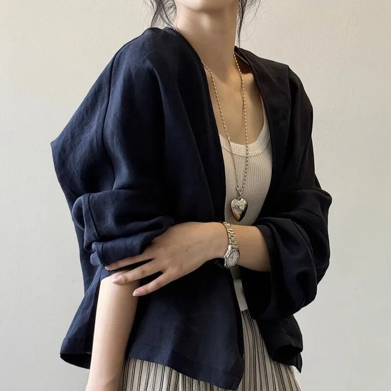 2025韩国衬衫外套女夏季新款文艺长袖开衫上衣设计薄款宽松防晒衫|undefined
