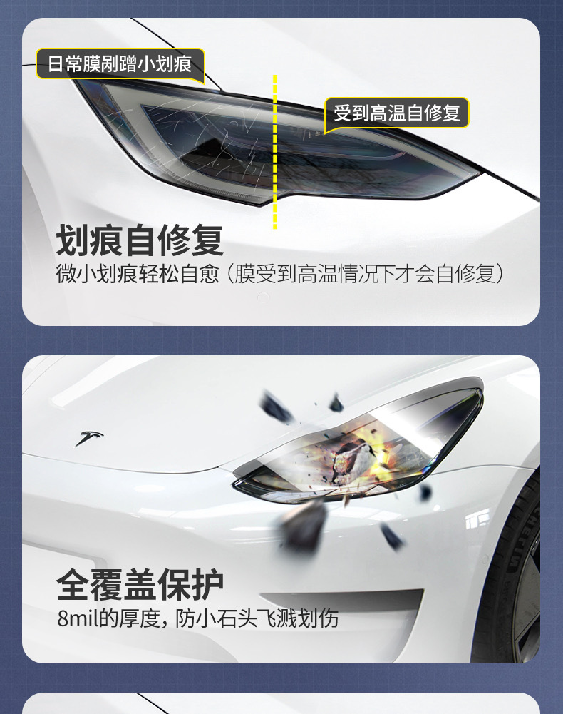 Suitable for Tesla blackened light film Model 3/Y/S/X headlight tail light fog lamp TPU color change film Black Samurai
