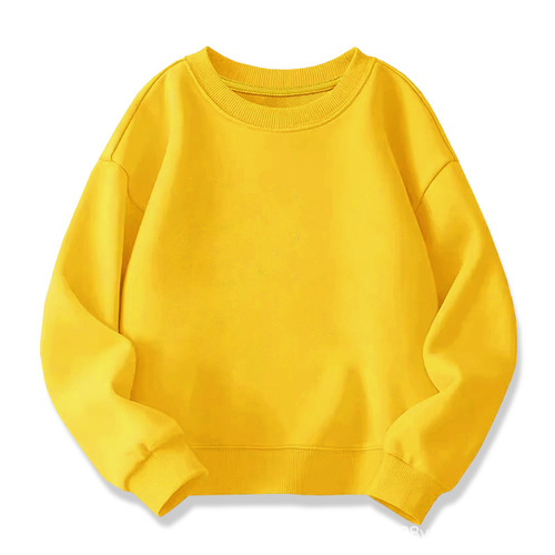 280g heavy-weight terry cotton children's solid color round-collar sweaters for small and medium-sized children's spring and autumn Korean all-matching winter clothes wholesale in stock