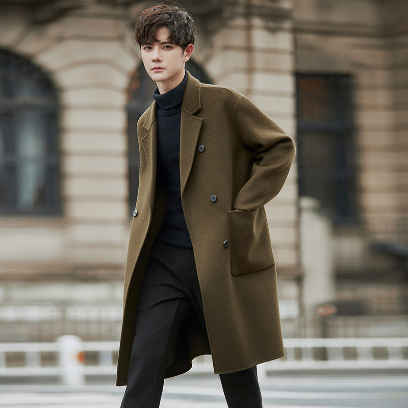 58178 wool overcoat mid-length over-the-knee high-end double-breasted Nizi trench coat high-end double-sided cashmere coat