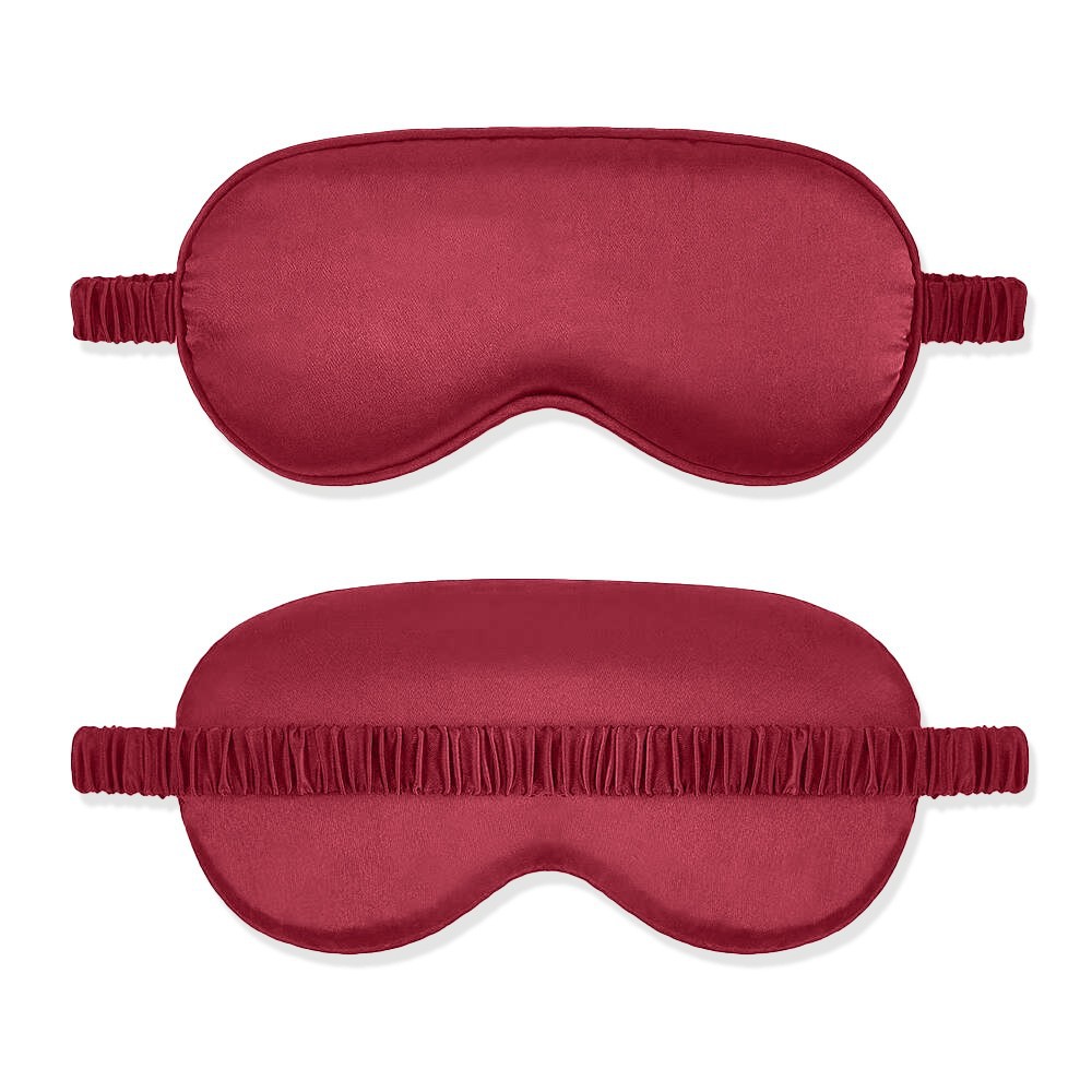Simulated Silk Sleep Eye Mask, Light-Blocking, Adjustable, Double-Sided, Wine Red — detail image 8