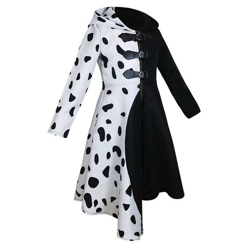 Halloween movie 101 Loyal Dog cos black and white witch Cruella Deville cosplay costume