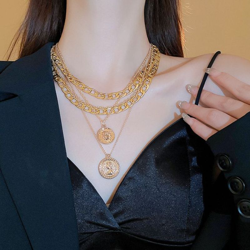Multi-layer Round Pendant Necklace For Women Elegant Jewellery_voghion.com