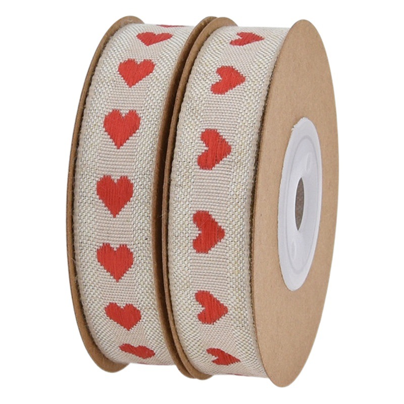 Amazon nuevo hilo teñido jacquard amor cinta de lino artificial natural retro cinta de lino artificial cinturón de embalaje de regalo