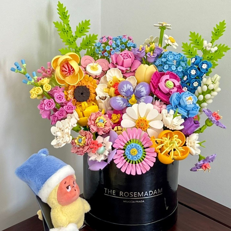 Building Blocks Flower Potted Fleshy Rose Hibiscus Flower Sunflower Compatible Lego Toys Ornaments Teacher's Day Gift for Girls