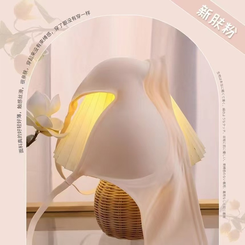 日本牛奶丝无痕无钢圈内衣女聚拢大胸显小3D软支撑睡眠文胸罩薄款|undefined