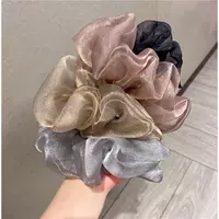 Large European Roots large intestine hair ring ~ Ins Korean version of the fairy, the hair rope net yarn BM pork large intestine loop jewelry head rope