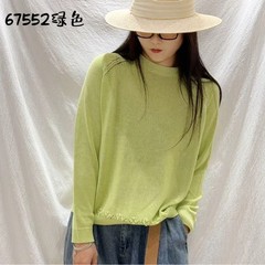 新品休闲减龄时尚套头宽松上衣女针织衫镂空毛衣